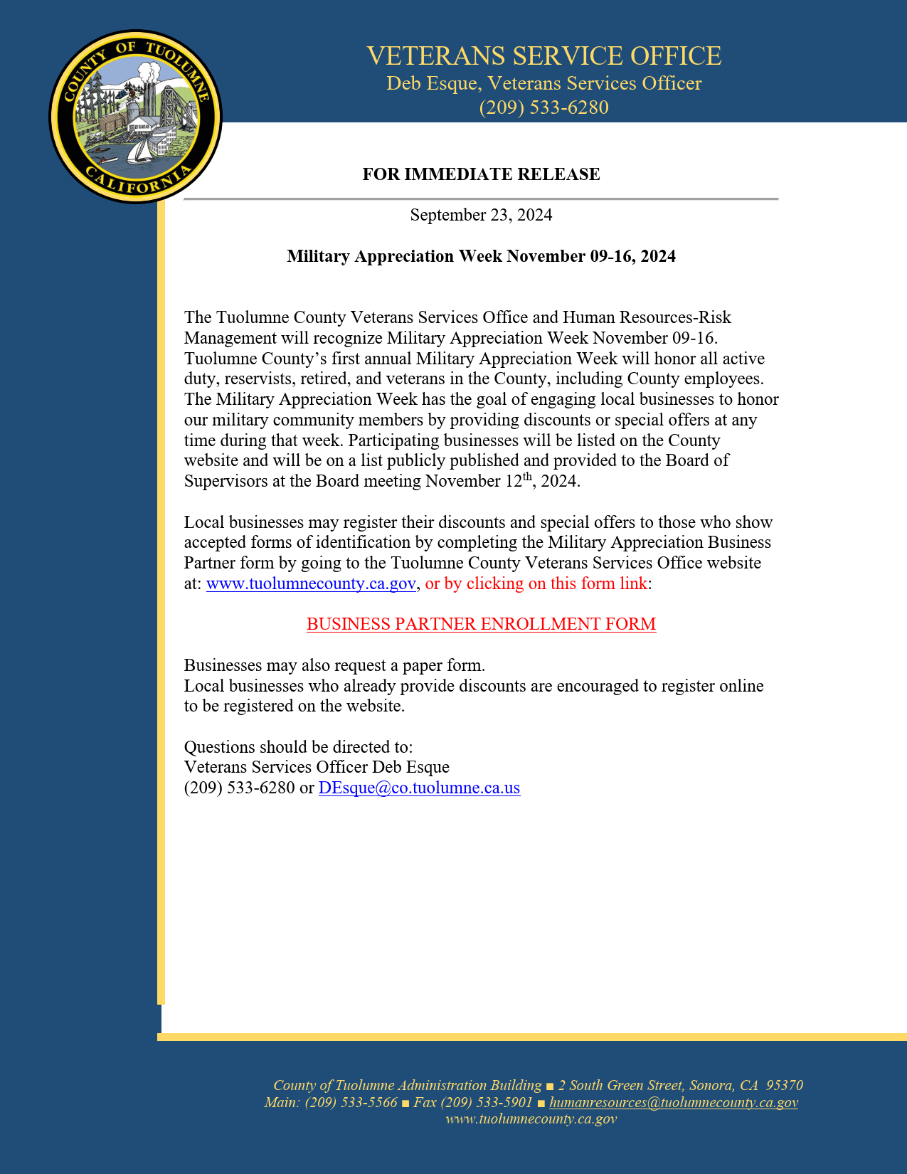 Press Release-VSO Military Appreciation Week