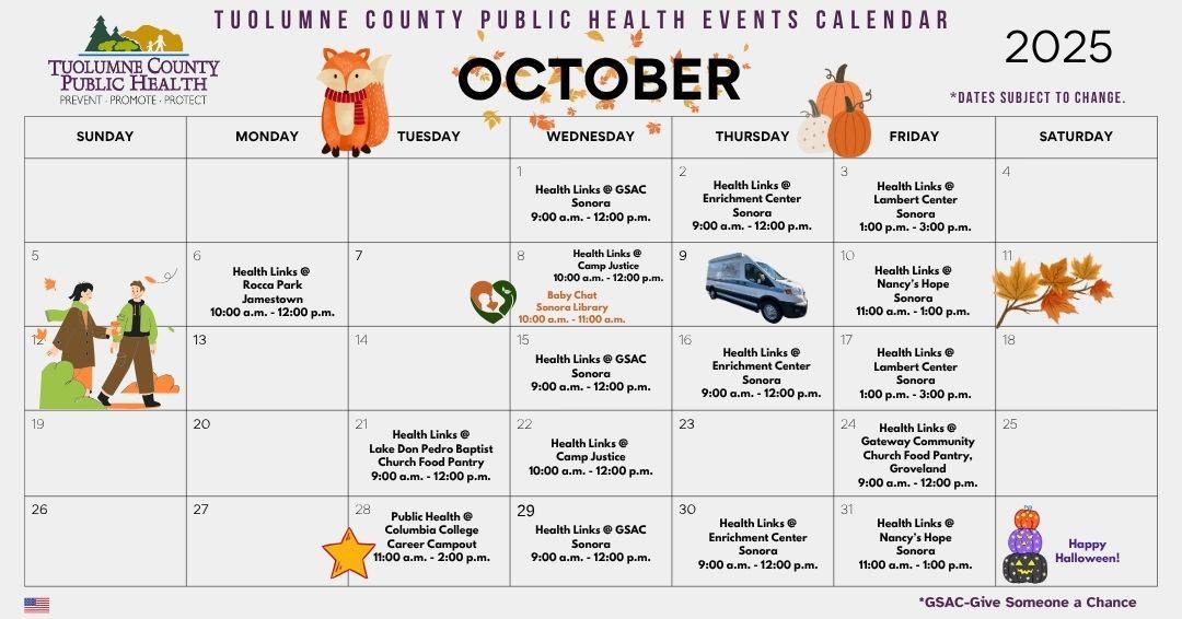 October 2025 Public Health Calendar